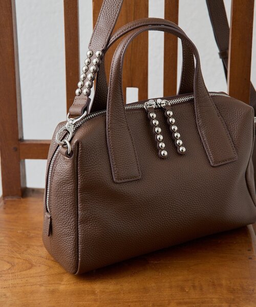 セール】《本革/ショルダー付き》スタッズボストンバッグ（ボストン