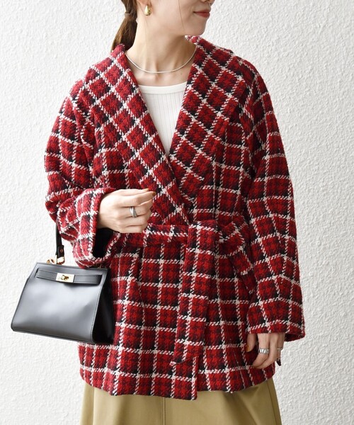 セール】SHIPS any: ブロック ツイード コクーン コート（その他