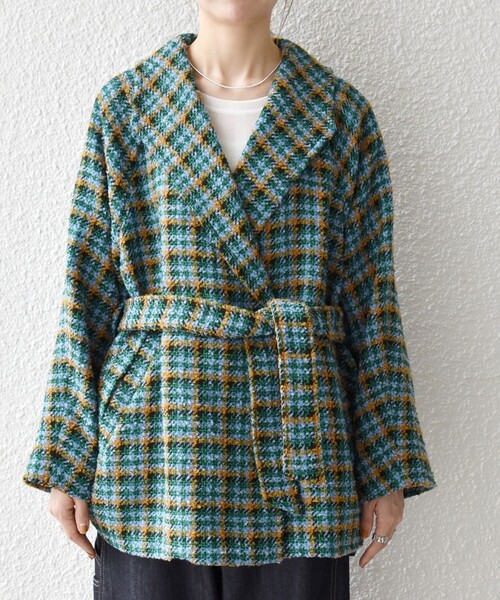 セール】SHIPS any: ブロック ツイード コクーン コート（その他