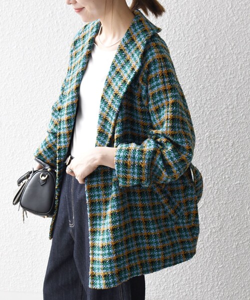 セール】SHIPS any: ブロック ツイード コクーン コート（その他