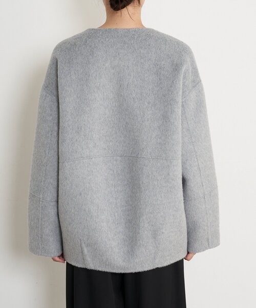 セール】リバーシブルコクーンジャケット（ノーカラージャケット