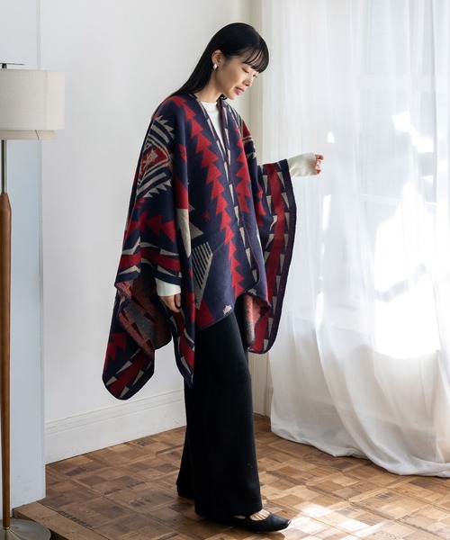 セール】ブランケット風ポンチョ 大判サイズ 着る毛布 ひざ掛け