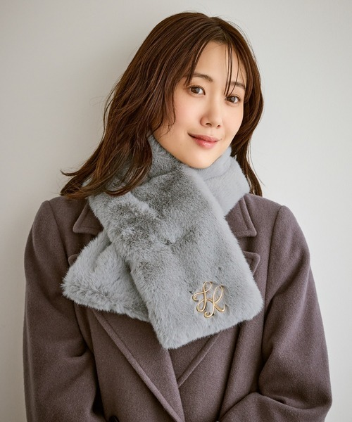 セール】ブローチ付きフェイクファーティペット（マフラー）｜ROPE