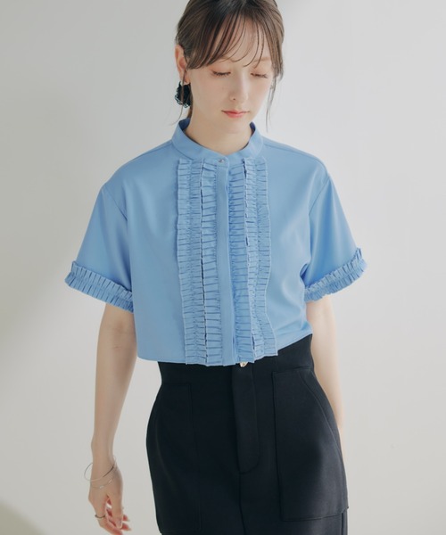 セール】クロップドギャザーフリルブラウス（シャツ/ブラウス）｜ECREL