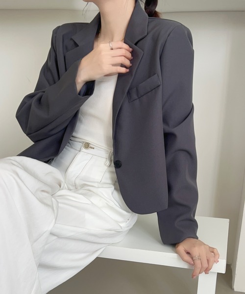 セール】【新色追加】ショート丈テーラードジャケット（テーラード