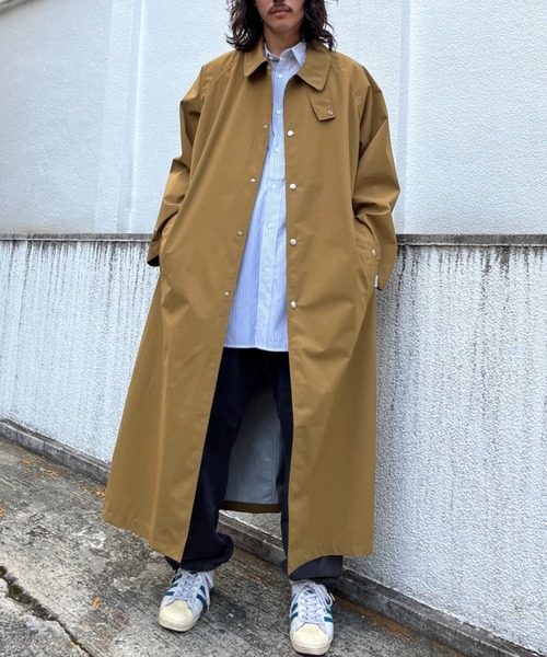 撥水生地使用】ステンカラーロングコート/Soutien collar long coat