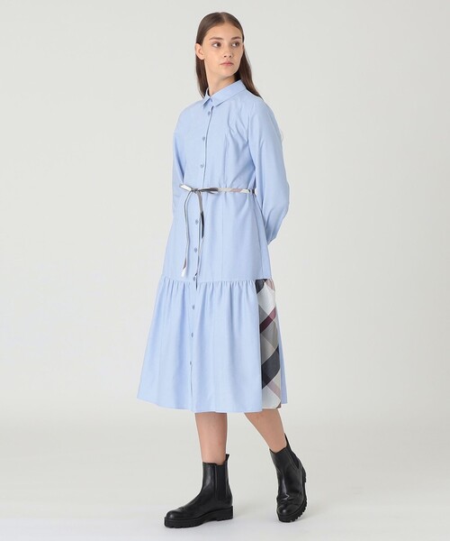 セール】【一部店舗限定】コットンライクナチュラルローンシャツドレス