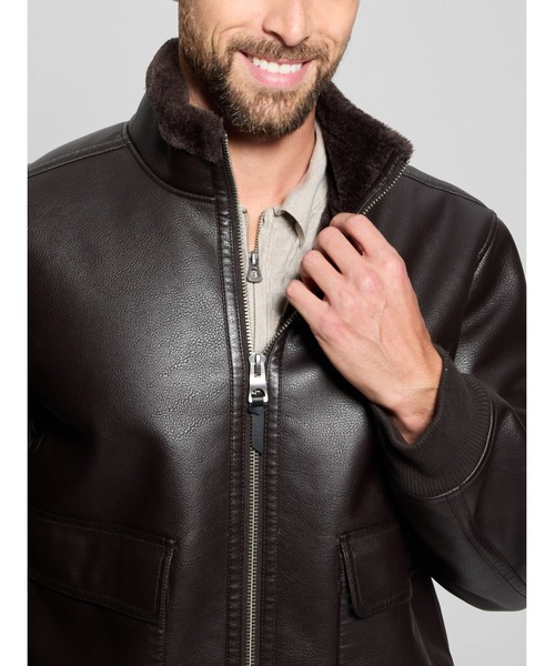 RYDER Bonded Pu Zip Jacket ライダースジャケット | GUESS(ゲス