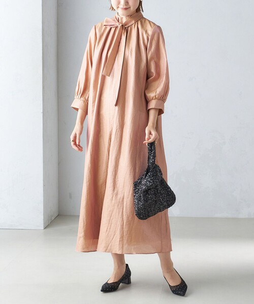 SHIPS別注】kaene:2WAY ボウタイ ロング ワンピース（セレモニー対応可