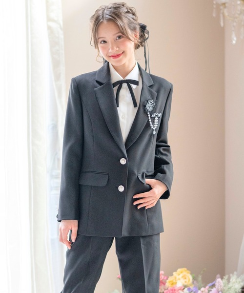 セール】ブラックロングパンツスーツセット（スーツセット