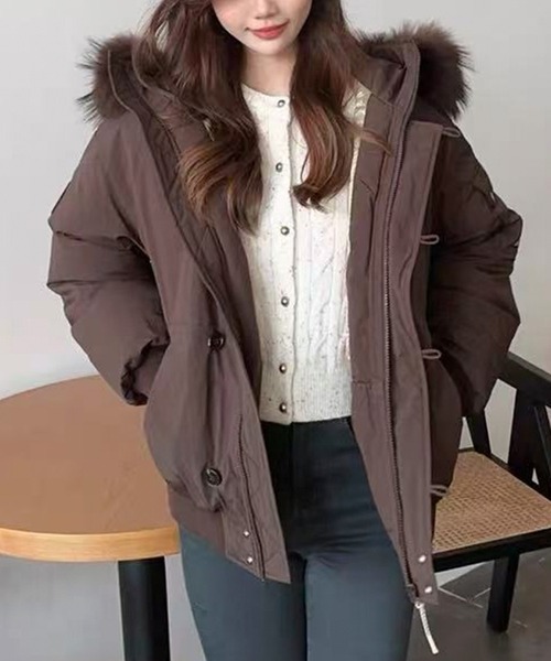 セール】ファーフード付き中綿ジャケット（ダウンジャケット/コート