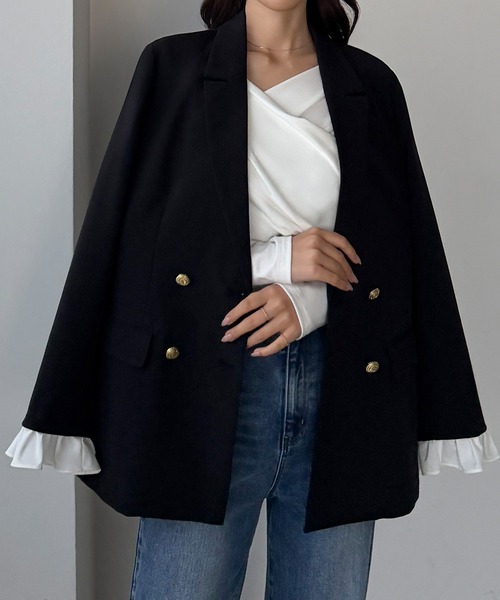 フリルレイヤードデザインジャケット（テーラードジャケット）｜Louere