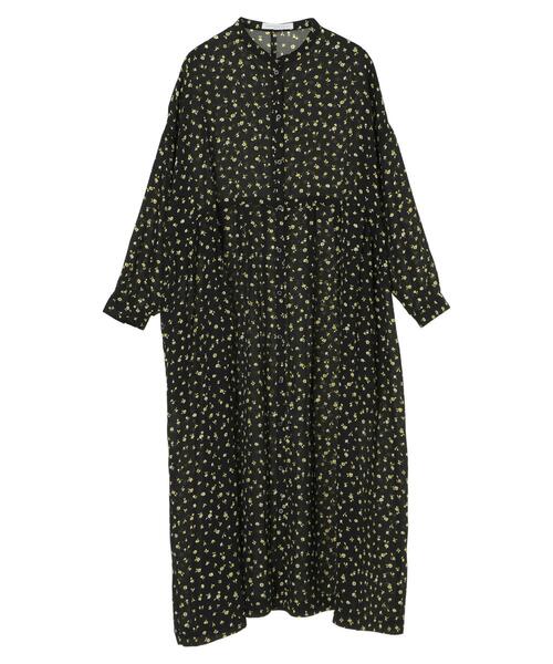 セール】スタンドカラーフラワープリントワンピース ＊（ワンピース