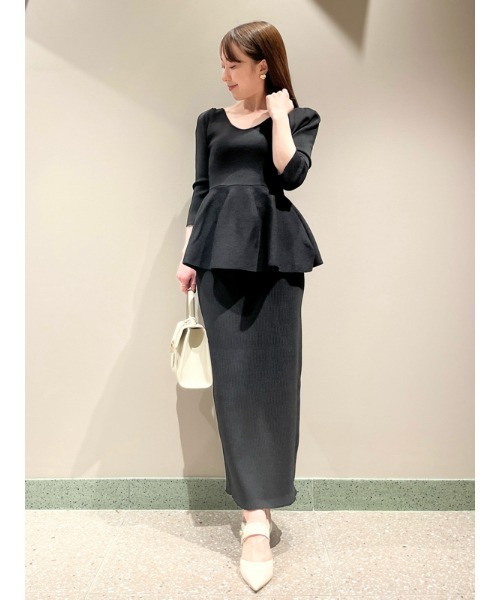 SNIDEL（スナイデル）の「ペプラムニットセットアップ（ワンピース