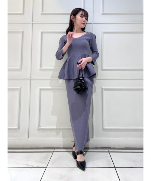 SNIDEL（スナイデル）の「ペプラムニットセットアップ（ワンピース