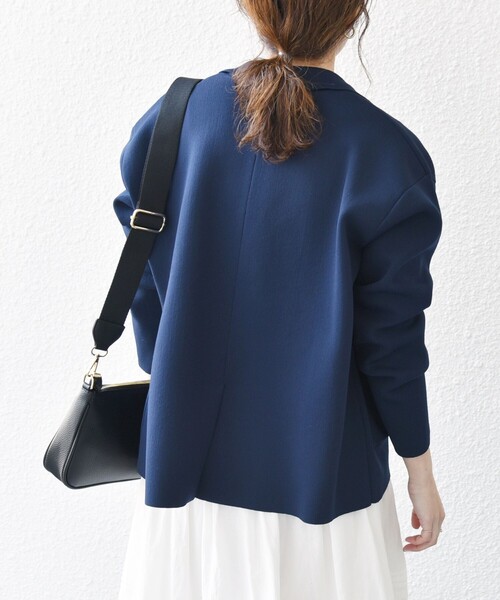 SHIPS any:〈手洗い可能〉テーラード ニット カーディガン ジャケット