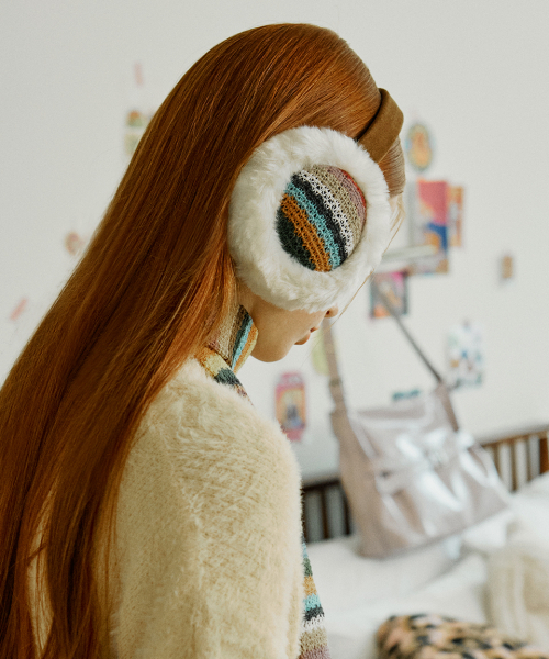 SET] ストライプファーイヤーマフ & マフラー（スポーツグッズ）｜VVV