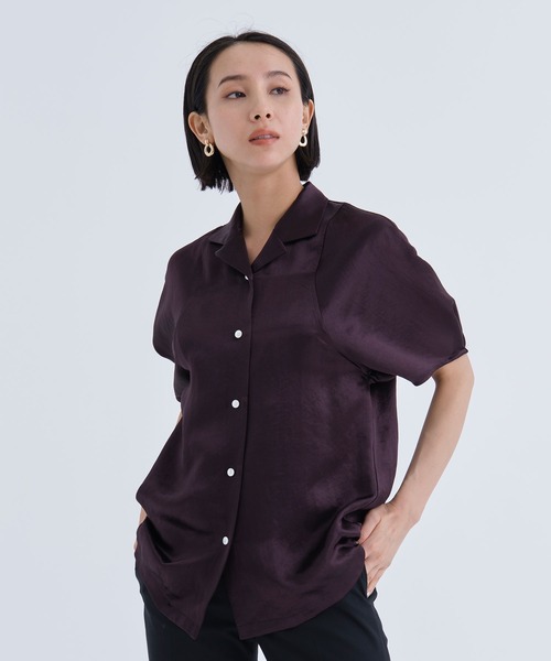 CINOH/チノ】別注 ACETATE SATIN HALF SLEEVE SHIRT/アセテートサテン