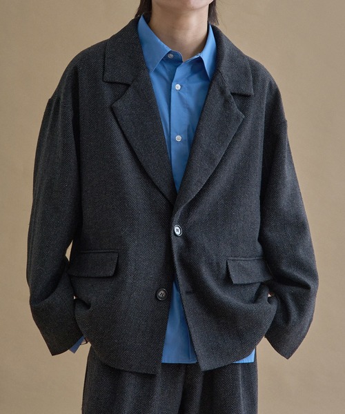 セール】ヘリンボーンシングルジャケット（テーラードジャケット