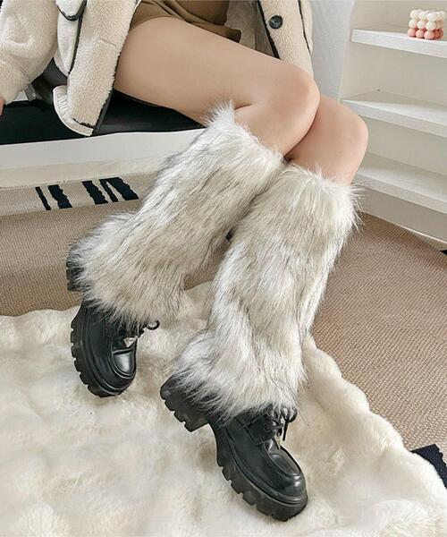 セール】WEGO/ミックスカラーファーレッグカバー（レッグウォーマー