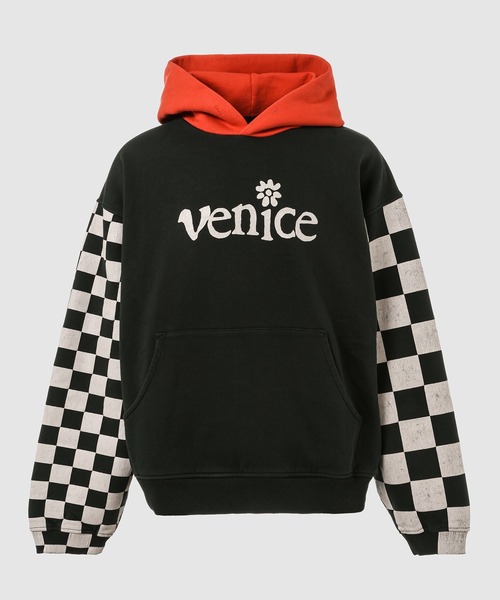 ERL（イーアールエル）の「MEN VENICE CHECKER SLEEVE HOODIE KN