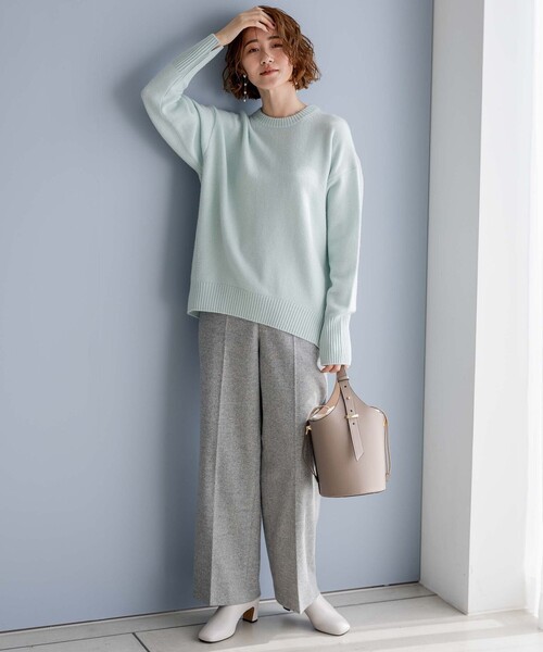 滝沢眞規子さん着用/洗える】ウールカシミヤ クルーネック ニット