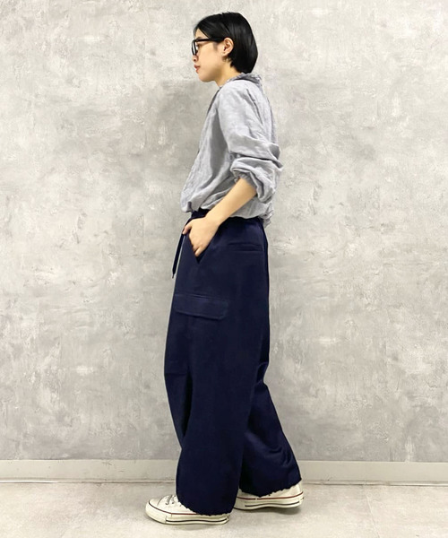 ジャーナルスタンダードラックス サテンカーゴパンツ ネイビー 紺色