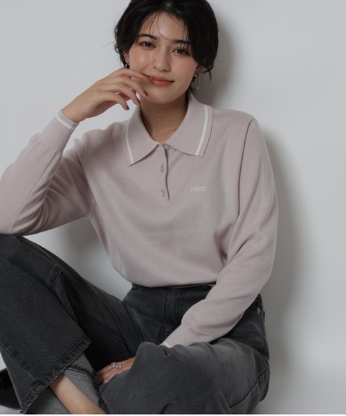 Rirandture（リランドチュール）の「mimi刺繍長袖ポロニット（ニット