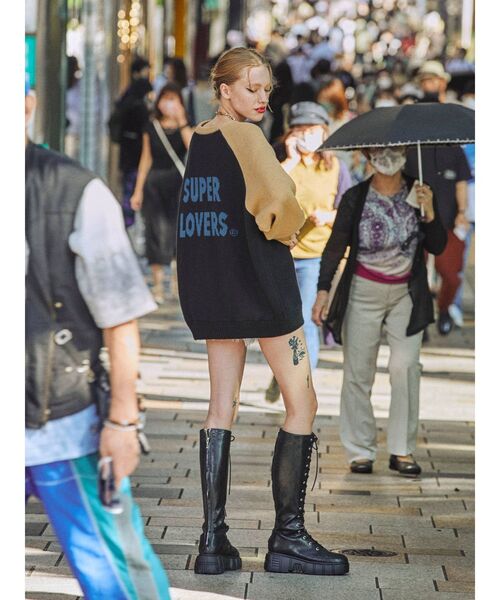 jouetie（ジュエティ）の「【コラボ】SUPER LOVERS ラグランニット