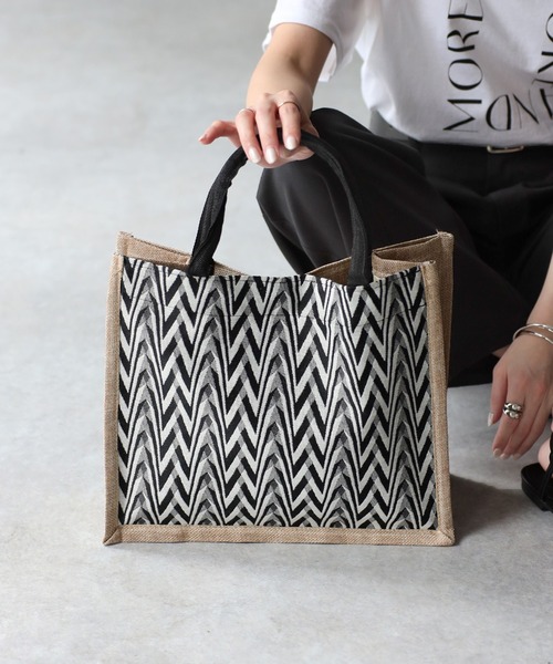 ヘリンボーン柄トートバッグ（かごバッグ）｜Riberry（リベリー）の