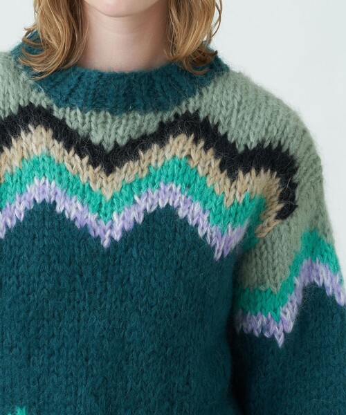 MACPHEE（マカフィー）の「カラーインターシャ クルーネックプル