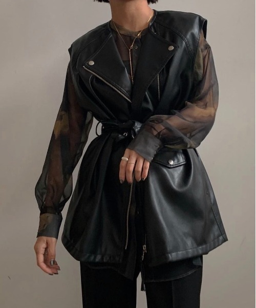 Ameri（アメリ）の「RIDERS SYNTHETIC LEATHER VEST JACKET（ベスト