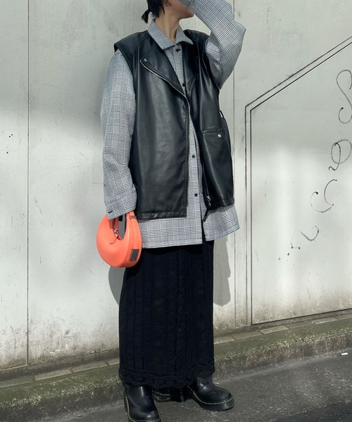 Ameri（アメリ）の「RIDERS SYNTHETIC LEATHER VEST JACKET（ベスト