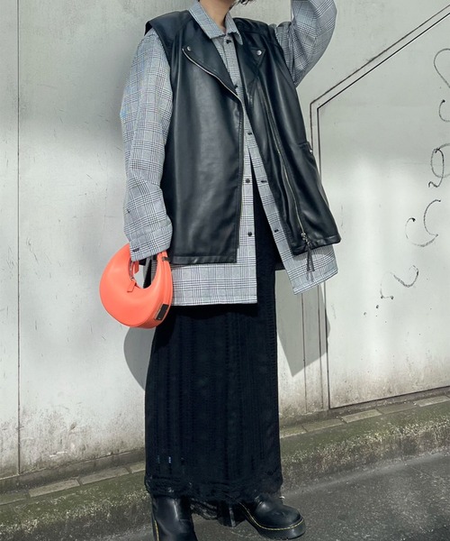 Ameri（アメリ）の「RIDERS SYNTHETIC LEATHER VEST JACKET（ベスト