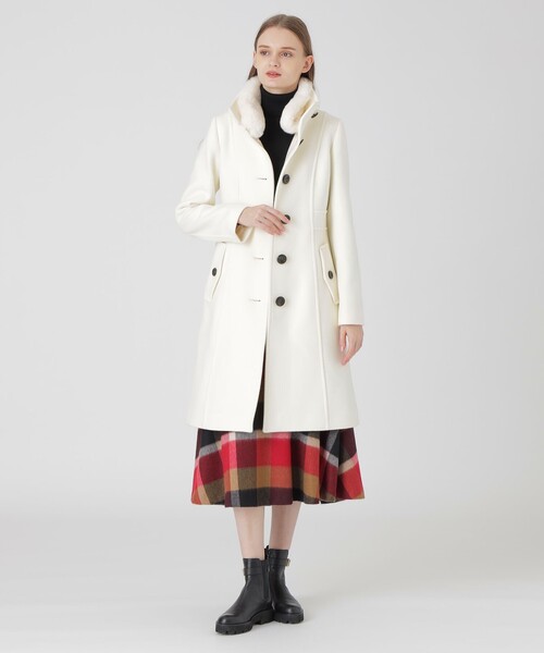 セール】ファインウールダブルビーバースタンドカラーコート（ダッフル