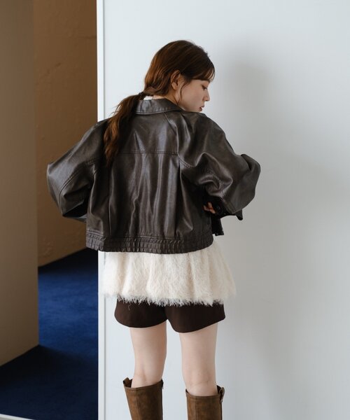 セール】【春まで使える！/2サイズ展開】フェイクレザーショート