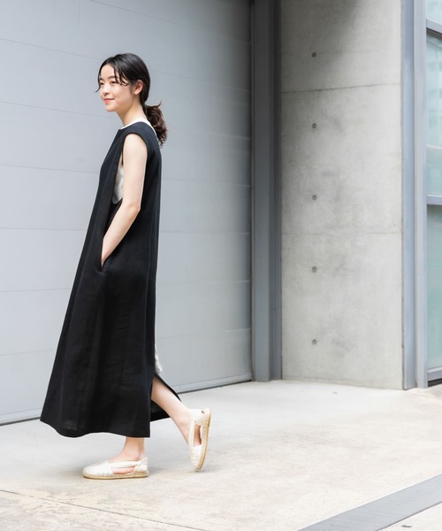 かぐれ（カグレ）の「『2サイズ展開』リネンボックスワンピース