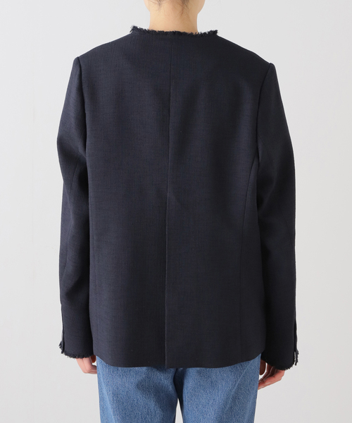 SLOBE IENA（スローブイエナ）の「ツイードVネック フリンジジャケット