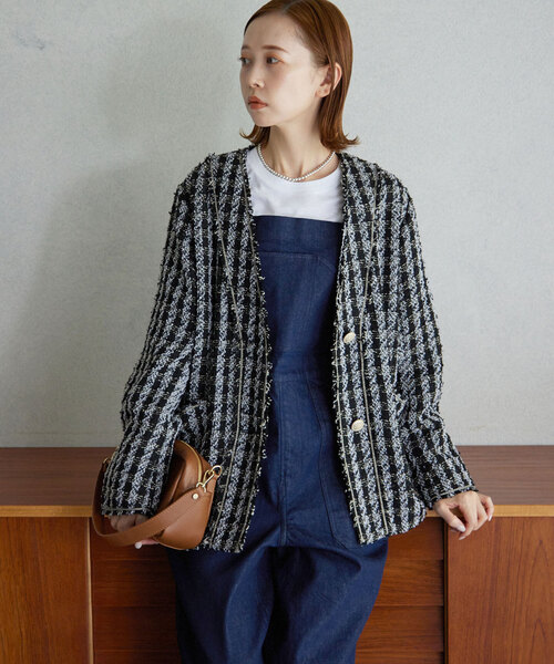 SLOBE IENA（スローブイエナ）の「ツイードノーカラージャケット（ノー