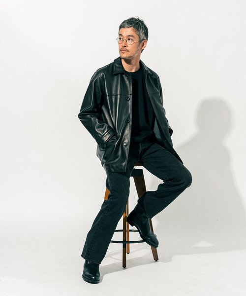 EDIFICE（エディフィス）の「シープレザー カーコート（カバーオール