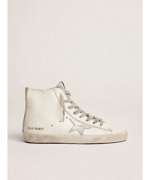 GOLDEN GOOSE Francy sneakers white leather-silver suede star