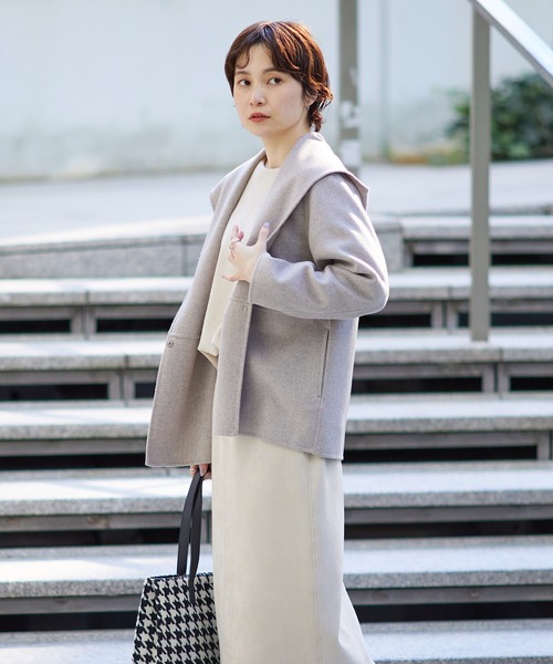 INDIVI（インディヴィ）の「◇【ウール/カラーコート】フーテッド