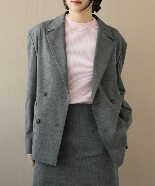 IENA LA BOUCLE グレンチェックダブルブレストジャケット（テーラード