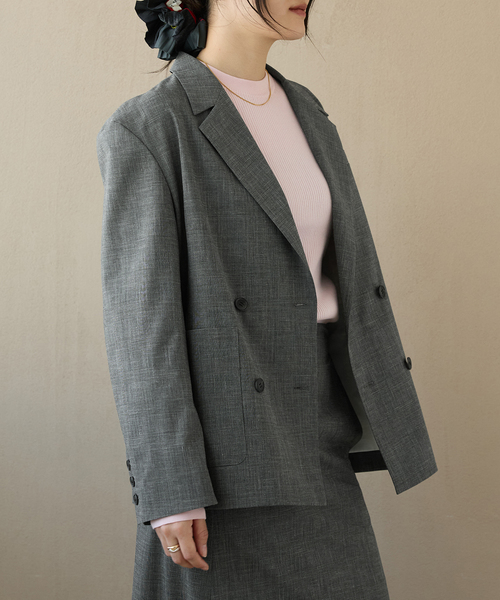 IENA LA BOUCLE グレンチェックダブルブレストジャケット（テーラード