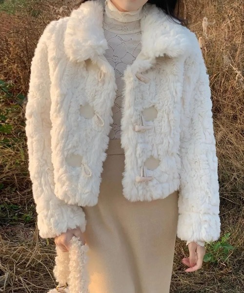 セール】モコモコアウター ダッフルクロップドジャケット（ダッフル