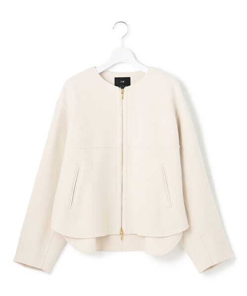 セール】ウールライトリバー ノーカラー ショートコート（ノーカラー