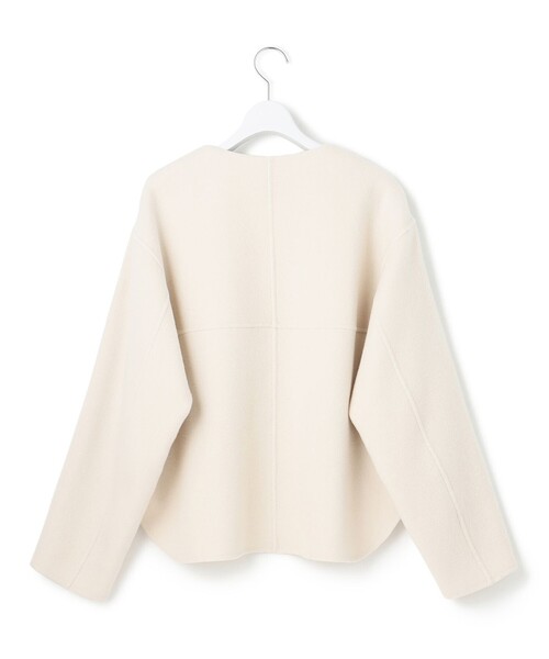 セール】ウールライトリバー ノーカラー ショートコート（ノーカラー