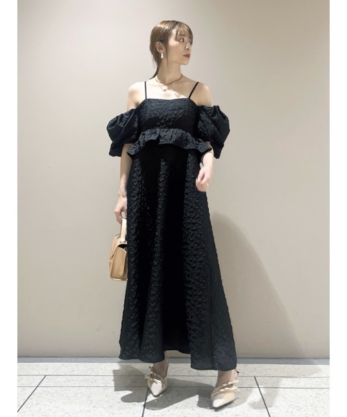 LILY BROWN（リリーブラウン）の「2WAYペプラムジャガードワンピース