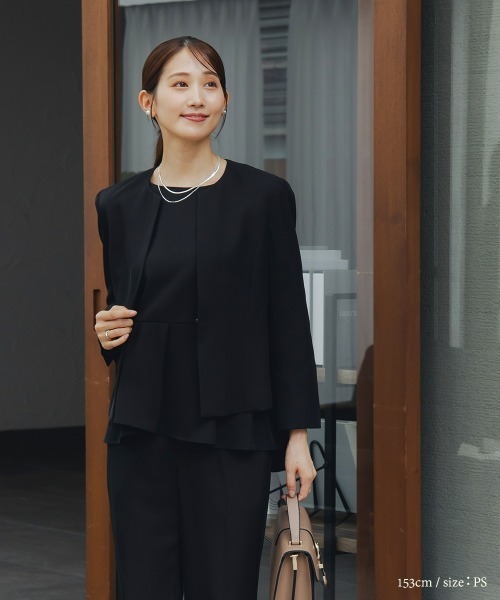 小さいサイズ 【レディーススーツ】フォーマル3点セットスーツ（ノー