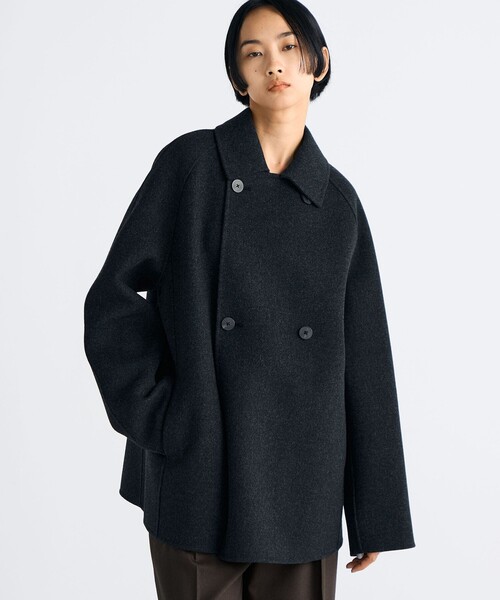 ウールカシミヤ ダブルフェイス ショートコート（ピーコート